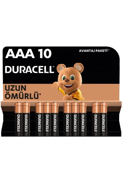 Duracell AAA Alkalin İnce Kalem Pil 10'lu Paket 1.5V LR03 - MN2400 ürün görseli 1