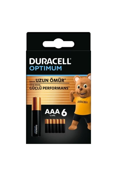 Duracell Optimum AAA Alkalin İnce Kalem Pil 6'lı Paket 1,5V LR6 MX1500 ürün görseli 1
