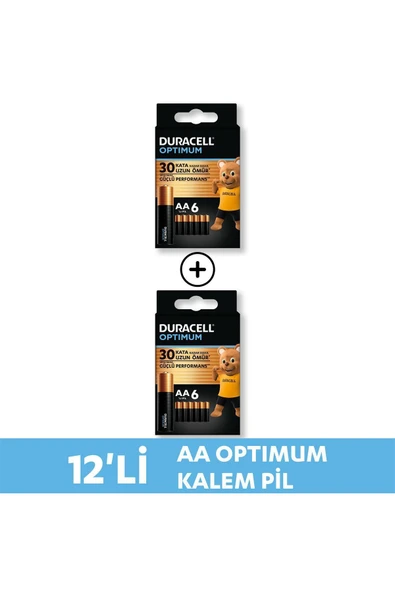 Duracell Optimum AA Alkalin Pil 1,5V LR6 MN1500 12'li Paket ürün görseli 1