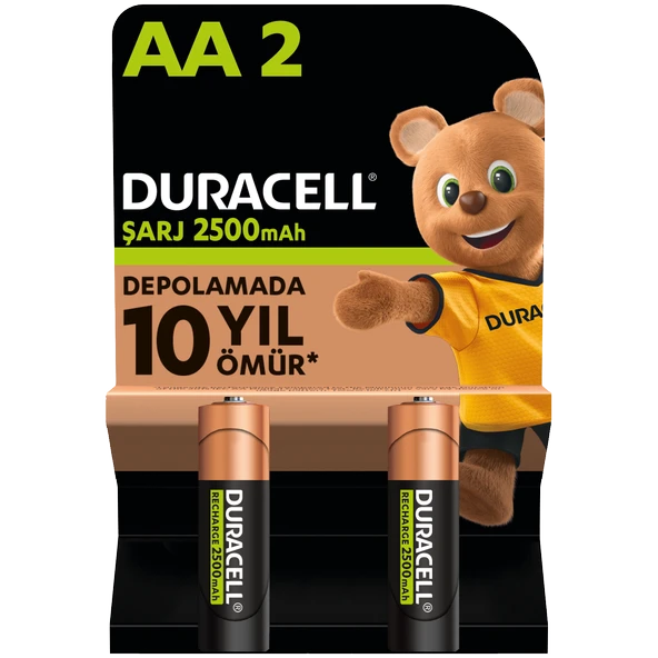 Duracell Şarj Edilebilir AA Kalem Pil 2li Paket 2500mAh ürün görseli 1