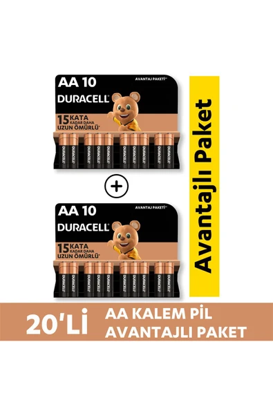 Duracell Alkalin AA Kalem Pil  20'li Paket ürün görseli 1