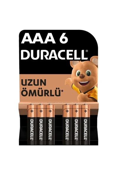 Duracell AAA Alkalin İnce Kalem Pil 6'lı Paket 1,5V LR03/MN2400 ürün görseli 1