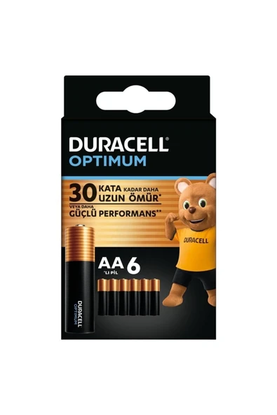 Duracell Optimum AA Alkalin Kalem Pil 6'lı Paket 1,5V LR6 MX1500 ürün görseli 1