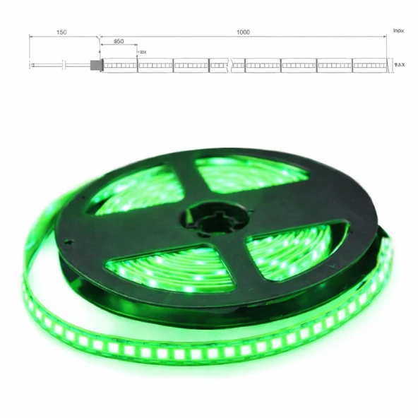 LED Şerit bant 5 metre 2835 SMD 12V Yeşil Işık 240 LED/m IP20 Aydınlatma Kendinden Yapışkanlı ürün görseli 1