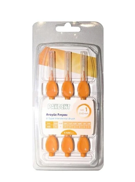 Pakdent Arayüz Fırçası 0,45 mm 6'lı - Turuncu ürün görseli 1