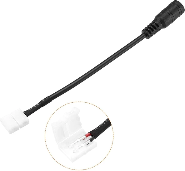 DC Dişi Power Girişli 2 Pin 8 mm Şerit Led Lehimsiz Birleştirme Aparatı LED Konnektör Kiti kablo ürün görseli 1
