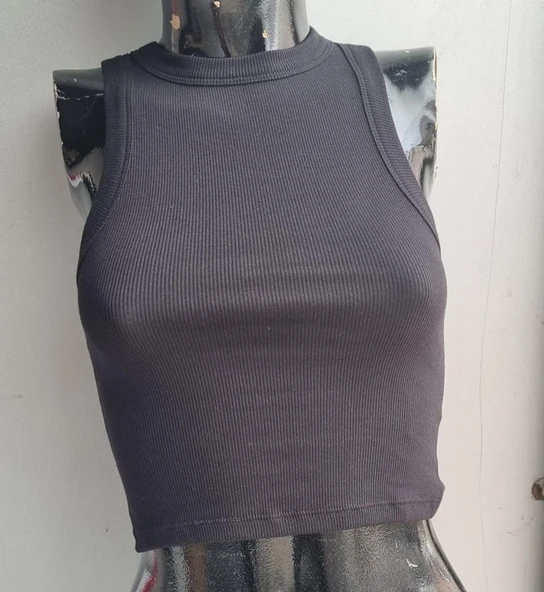 Kadın Fitilli Crop Atlet - Resim 4