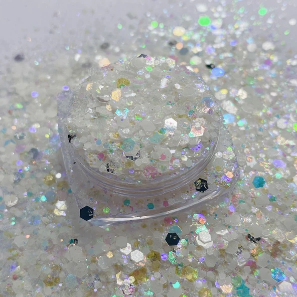 Glitter Sim Hologramlı Beyaz Glitter 5 GR - Resim 2