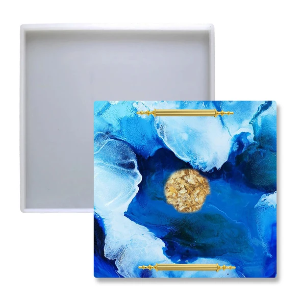 Epoksi Silikon Kalıp YERLİ Düz Tepsi Kalıbı 25X25 CM ürün görseli 1