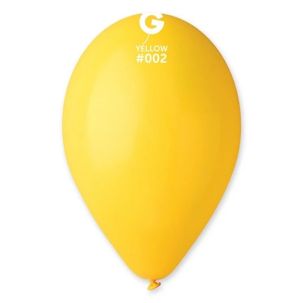 Balon Tek Renk 10" 100lü Sarı Gemar - Resim 2