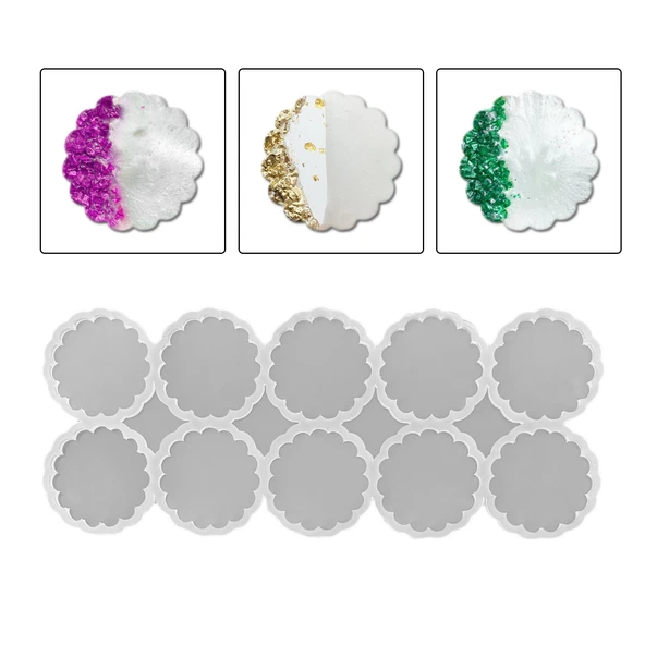 Epoksi Silikon Kalıp Dalgalı Kenar Magnet Kalıbı 6.8 CM 10 Lu ürün görseli 1