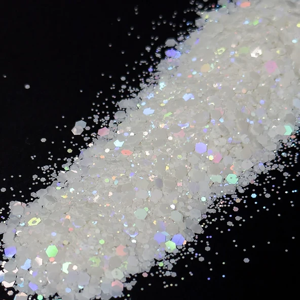 Glitter Sim Hologramlı Beyaz Glitter 100 GR - Resim 3
