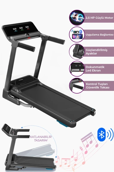 Relax Premium 14 Km Hız Bluetoothlu Katlanabilir Yürüme Ve Koşu Bandı 2.5 Hp Motor ürün görseli 1