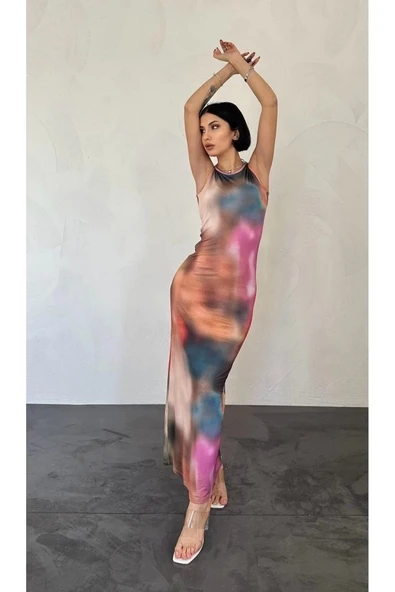 Renkli Batik Desenli Elbise ürün görseli 1