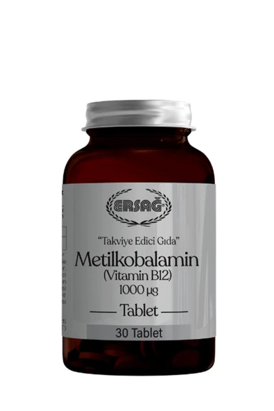 Ersağ Metilkobalamin (Vitamin B12 Tablet) Gıda Takviyesi (30 Tablet) ürün görseli 1