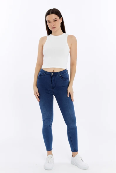Kadın Fitilli Halter Yaka Crop Atlet - Resim 7