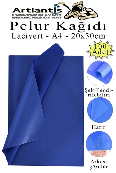 Lacivert Pelur Kağıdı 100 lü 1 Pkt A4 Pelur Kagıt Moda Tasarım Tekstil Hediye Pketleme Ambalaj Kağıdı Parti Doğum Günü ürün görseli 1