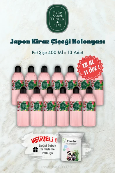 400 ML 13 AL 11 ÖDE Pet Şişe Japon Kiraz Çiçeği Kolonyası ve ROSIE Hediye ürün görseli 1