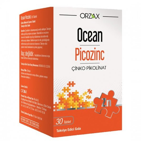 Ocean Picozinc Zinc Çinko Pikolinat 30 Tablet ürün görseli 1