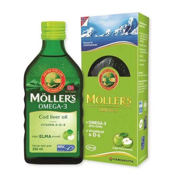 Möllers Elma Aromalı Balık Yağı Şurubu 250 ml ürün görseli 1
