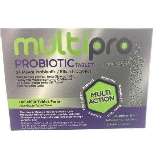 Multipro Probiotic Kara Mürver, Beta Glukan Çinko 12li Tablet ürün görseli 1