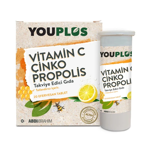 Youplus Vitamin C Çinko Propolis 20 Efervesan Tablet ürün görseli 1