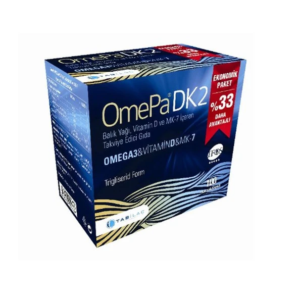 OmePa DK2 Omega 3 Vitamin D ve MK-7 100 Kapsül ürün görseli 1