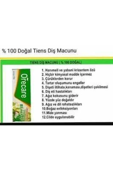 Tiens Orecare Bitkisel Diş Macunu 135 Ml (yeşil Şerit) - Resim 2