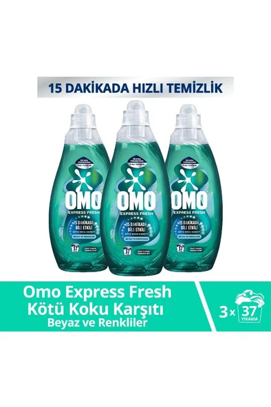 Omo Express Fresh Kötü Koku Karşıtı Beyaz Ve Renkliler Sıvı Çamaşır Deterjanı 1480 ml X3 ürün görseli 1