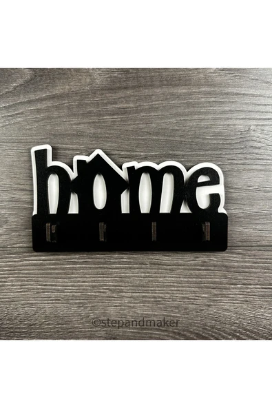 STEP AND MAKER Siyah Ahşap Home Duvar Dekoru Anahtar Askısı - Resim 3