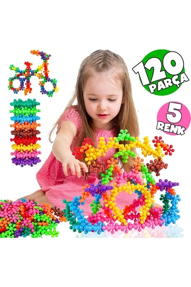 HAPPENS Master Molekül Eğitici Yaratıcı Oyuncak Kar Tanesi Yapı Taşları 5 Renk 120 Parça ürün görseli 1