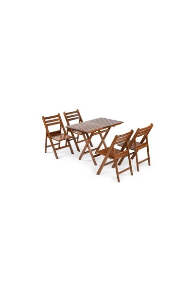 İspanya Takım (Masa 70x120) - Katlanır, Ahşap Bahçe, Teras, Balkon Takım ürün görseli 1