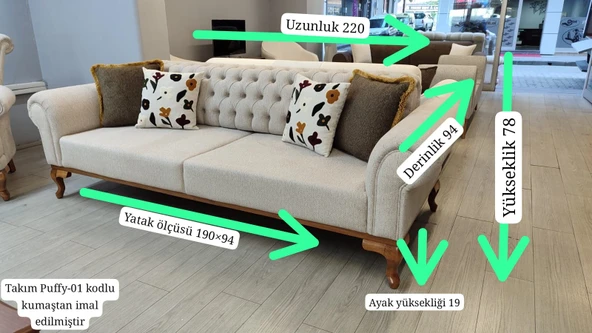 Roza Chester Koltuk Takımı - Resim 4