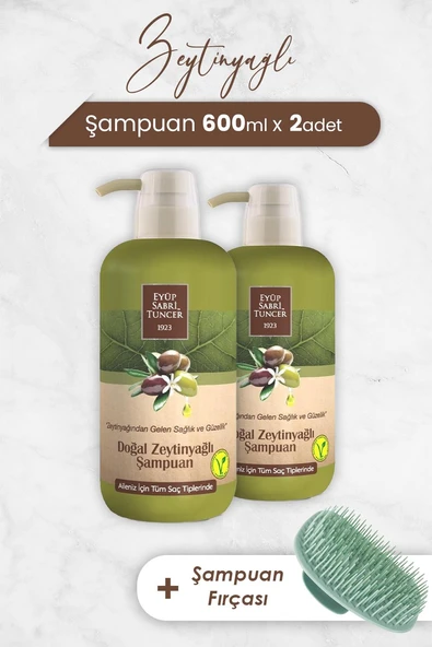 Eyüp Sabri Tuncer Zeytinyağlı Şampuan 600 ml x 2 Adet ve Şampuan Fırçası ürün görseli 1