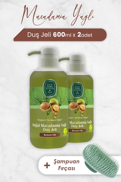 Eyüp Sabri Tuncer Macadamia Yağlı Duş Jeli 600 ml x 2 Adet ve Şampuan Fırçası ürün görseli 1