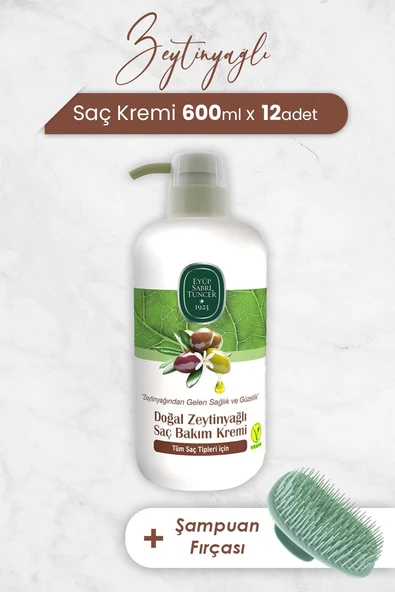 Eyüp Sabri Tuncer Zeytinyağlı Saç Kremi 600 ml x 12 Adet ve Şampuan Fırçası ürün görseli 1