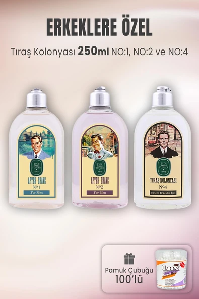 Eyüp Sabri Tuncer Tıraş Kolonyası Seti 1-2-4 ve Pamuk Çubuğu 100' lü ürün görseli 1