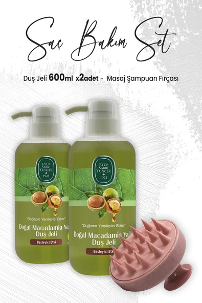 Eyüp Sabri Tuncer Macadamia Yağlı Duş Jeli 600 ml x 2 Adet ve Masaj Şampuan Fırçası Pembe ürün görseli 1