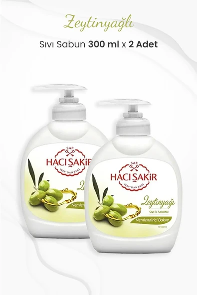 Hacı Şakir Zeytinyağlı Nemlendirici Sıvı Sabun 300 ml x 2 Adet ürün görseli 1