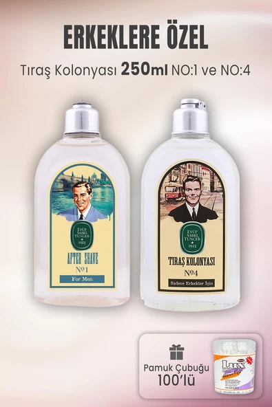Eyüp Sabri Tuncer Tıraş Kolonyası No 1, No 4 ve Pamuk Çubuğu 100' lü ürün görseli 1