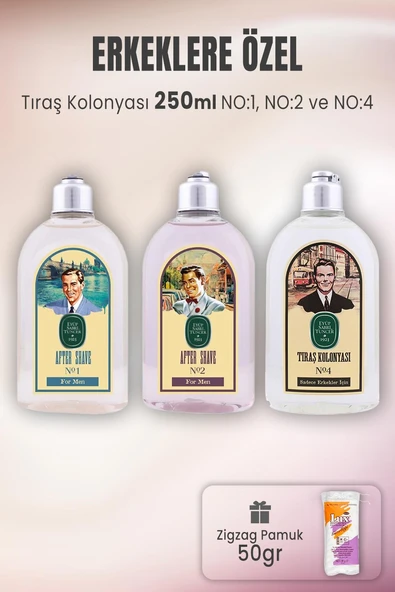 Eyüp Sabri Tuncer Tıraş Kolonyası Set 1-2-4 ve Zigzag Pamuk 50 gr ürün görseli 1