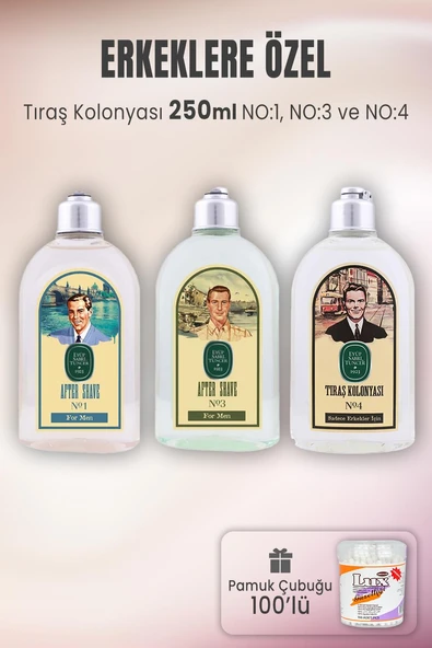 Eyüp Sabri Tuncer Tıraş Kolonyası Seti 1-3-4 ve Pamuk Çubuğu 100' lü ürün görseli 1