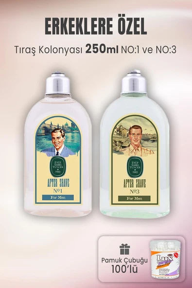 Eyüp Sabri Tuncer Tıraş Kolonyası No 1, No 3 ve Pamuk Çubuğu 100' lü ürün görseli 1
