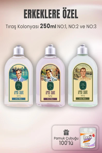 Eyüp Sabri Tuncer Tıraş Kolonyası Seti 1-2-3 ve Pamuk Çubuğu 100' lü ürün görseli 1