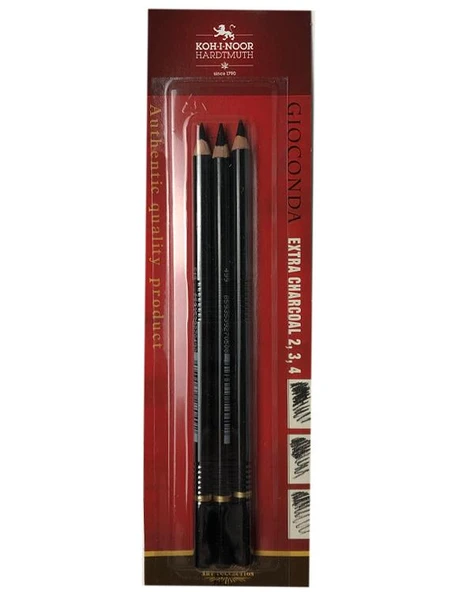 Kohi Noor Gioconda Extra Charcoal Kömür Füzen Kalem 3Lü Set ürün görseli 1