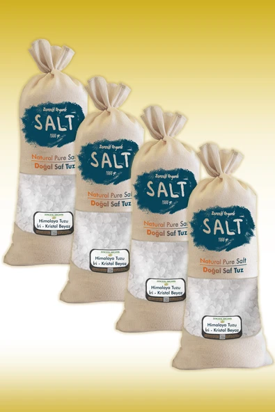 Himalaya Tuzu 4 Kg. Bez Torbada (1kg.x4ad.) Iri Taneli Beyaz Renk Himalaya Orijinal Tuz ürün görseli 1