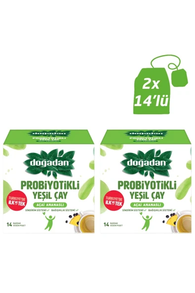 Doğadan Probiyotikli Yeşil Çay Açai Ananaslı 14'lü x 2 ürün görseli 1