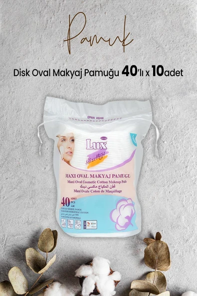 Lux Disk Oval Makyaj Pamuğu 40' lı x 10 Adet ürün görseli 1