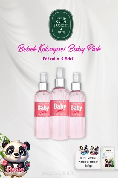 Eyüp Sabri Tuncer 3 Adet Bebek Kolonyası Pink 150 ml ve ROSIE Bebek Pamuğu ürün görseli 1