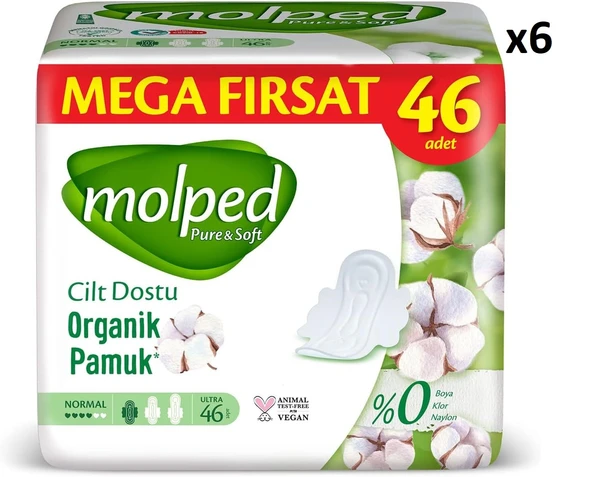 Molped Pure & Soft Normal 46'lı 6 Adet Hijyenik Ped ürün görseli 1